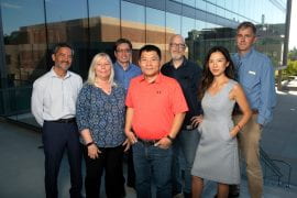 <p>UCI research team members will manage brain sample acquisition, processing and characterization as part of the BRAIN Initiative Cell Atlas Network project. They are (from left) Ed Monuki, Elizabeth Head, William Yong, Xiangmin Xu, Craig Stark, Hannah Lui Park and Robert Edwards, along with Mari Perez-Rosendahl (not pictured).  Steve Zylius / UCI</p>
 