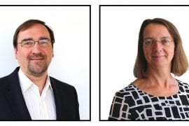 <p>The National Academy of Inventors has named Andrei Shkel, UCI professor of mechanical and aerospace engineering, and Julie Schoenung, professor and chair of materials science and engineering, as fellows for 2021. Debbie Morales / UCI</p>
 